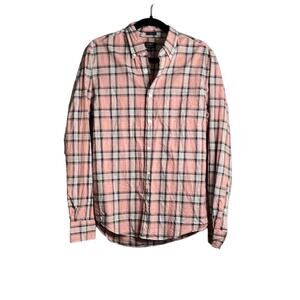 J. Crew Pink Plaid Button Down Long Sleeve Cotton Slim Fit Shirt Size Medium